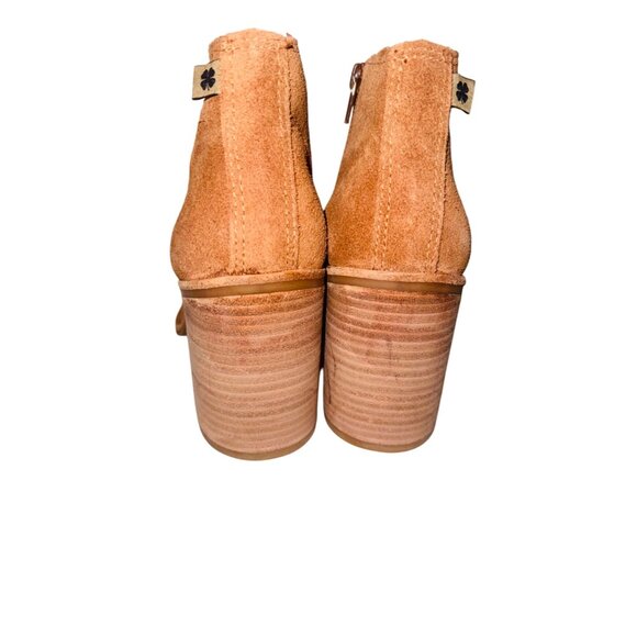 Lucky Brand Pellyon Suede Ankle Boot Stacked Block Heel Side Zipper 8 Retro Boho - Picture 5 of 14